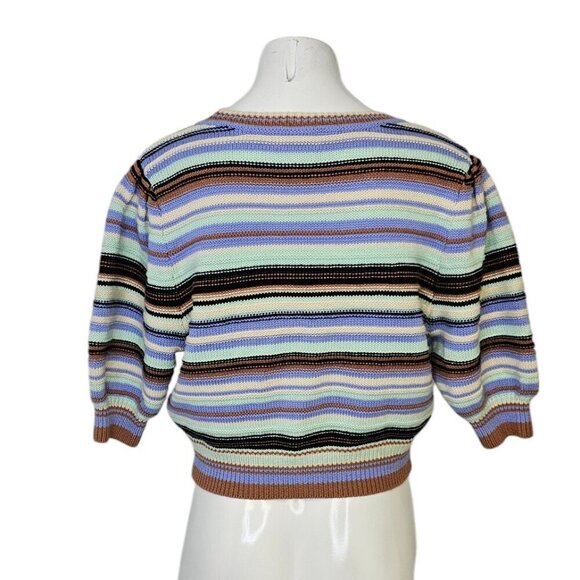 Wilfred Canterbury Cardigan, Striped, Short Puff Sleeve, Merino, Cotton, Size XS - Picture 2 of 8